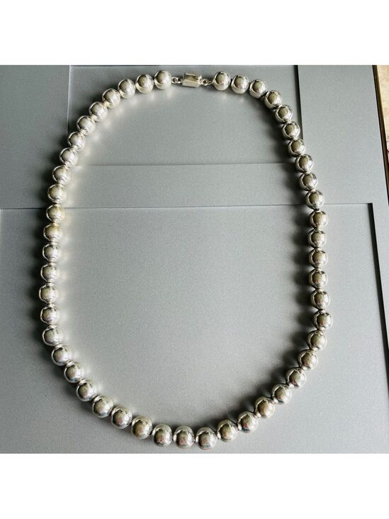 Jewelry - Vintage Taxco Mexico Sterling Silver Ball Beaded Necklace Signed HEAVY!